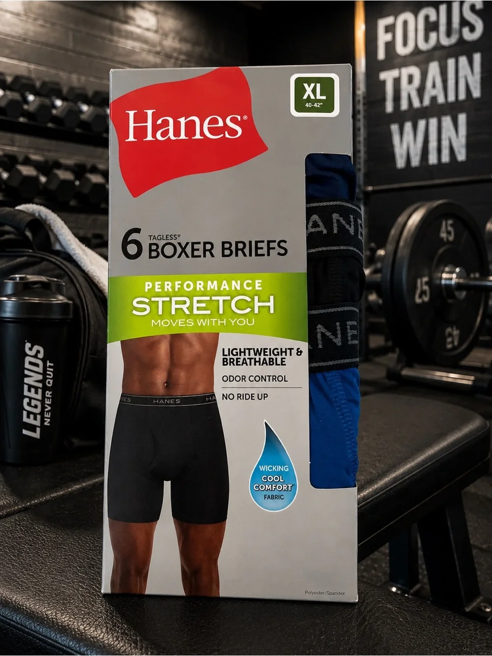Hanes Men's Boxer Briefs 6-Pack - Black & Blue